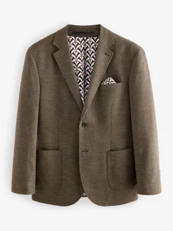 Brown Regular Fit Textured Smart Blazer