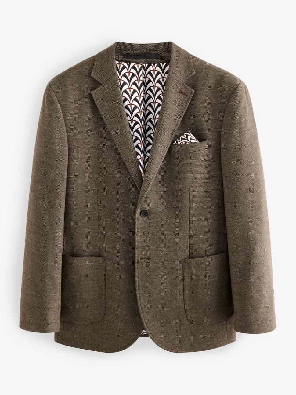 Brown Regular Fit Textured Smart Blazer