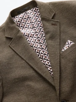Brown Regular Fit Textured Smart Blazer