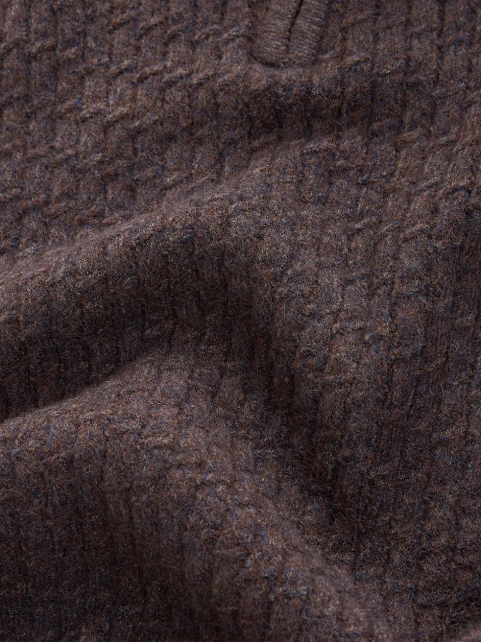 Brown Regular Fit Textured Quarter Zip Neck Jumper