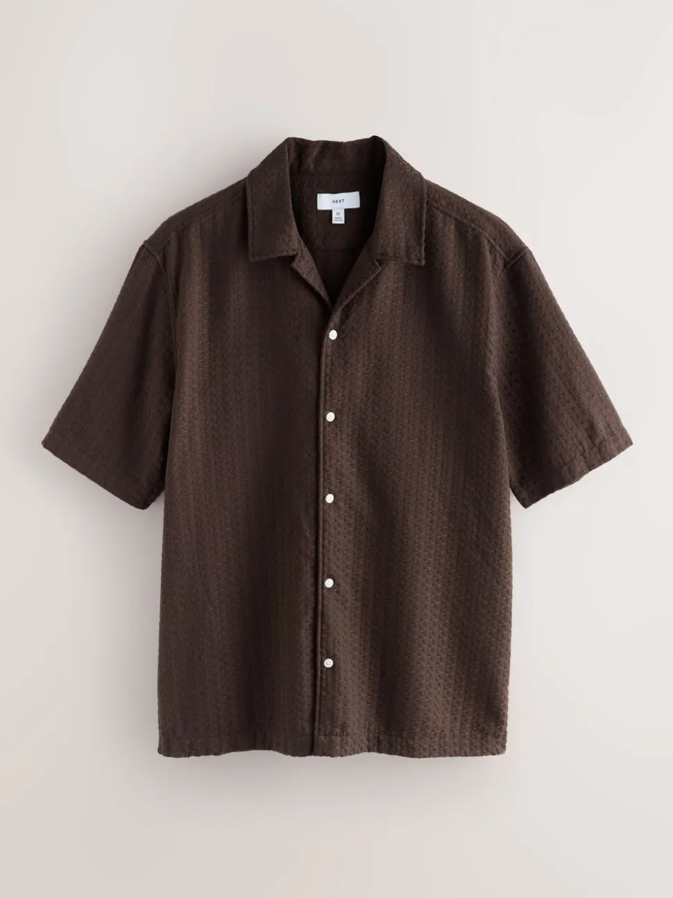 Brown Regular Fit Textured Waffle Short Sleeve Shirt