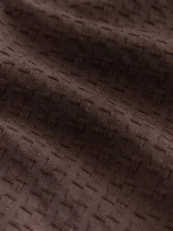 Brown Regular Fit Textured Waffle Short Sleeve Shirt