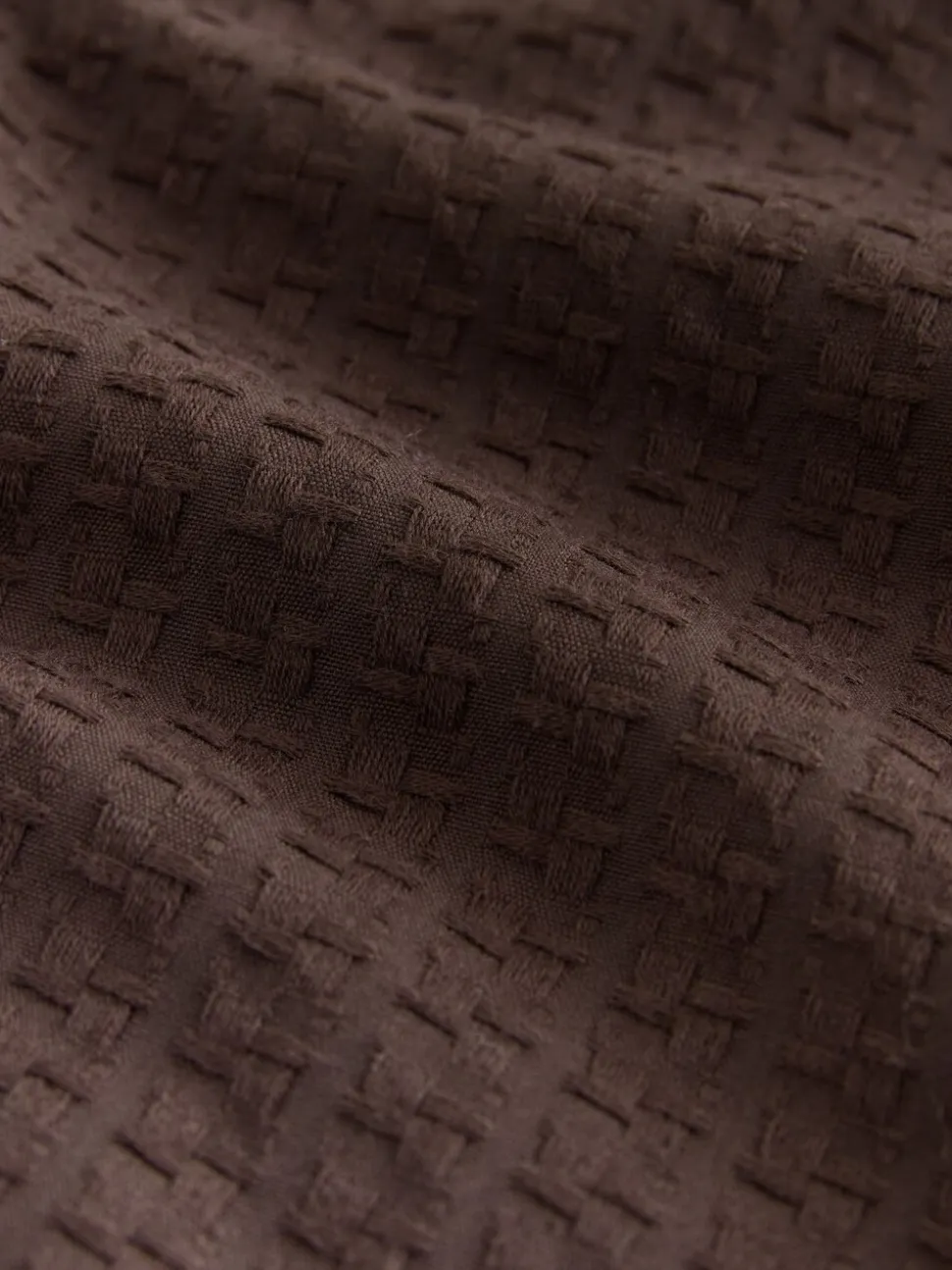 Brown Regular Fit Textured Waffle Short Sleeve Shirt