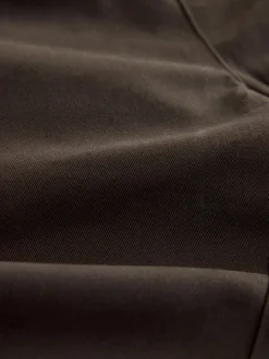 Brown Regular Tapered Fit Single Pleated Stretch Chinos Trousers