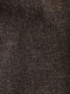 Brown Regular Tapered Fit Smart Textured Trousers With Wool