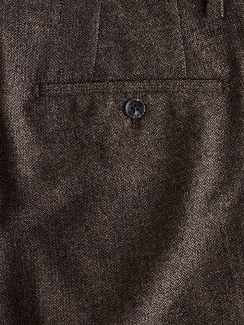 Brown Regular Tapered Fit Smart Textured Trousers With Wool