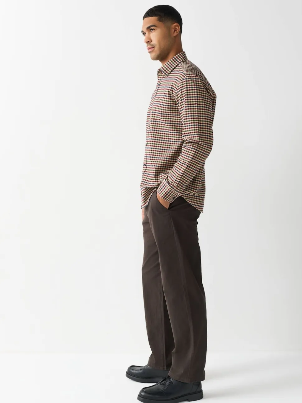 Brown Relaxed Fit Stretch Chinos Trousers