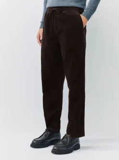 Brown Relaxed Tapered Fit Corduroy Joggers