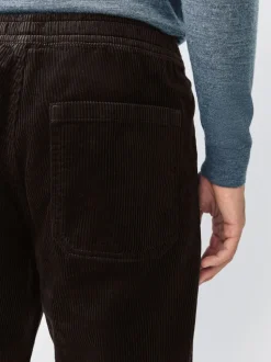 Brown Relaxed Tapered Fit Corduroy Joggers