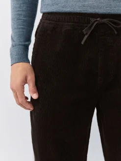 Brown Relaxed Tapered Fit Corduroy Joggers