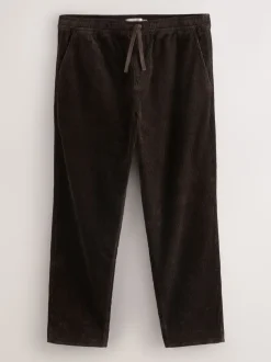 Brown Relaxed Tapered Fit Corduroy Joggers