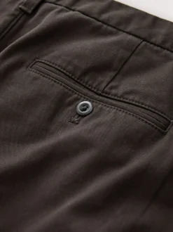 Brown Relaxed Tapered Fit Twin Pleated Stretch Chinos Trousers