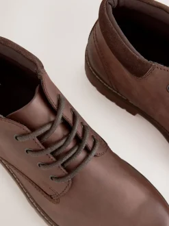 Brown Rugged Leather Ankle Boots