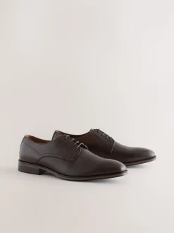 Brown Saffiano Leather Derby Shoes