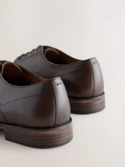 Brown Saffiano Leather Derby Shoes