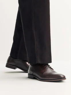 Brown Saffiano Leather Derby Shoes