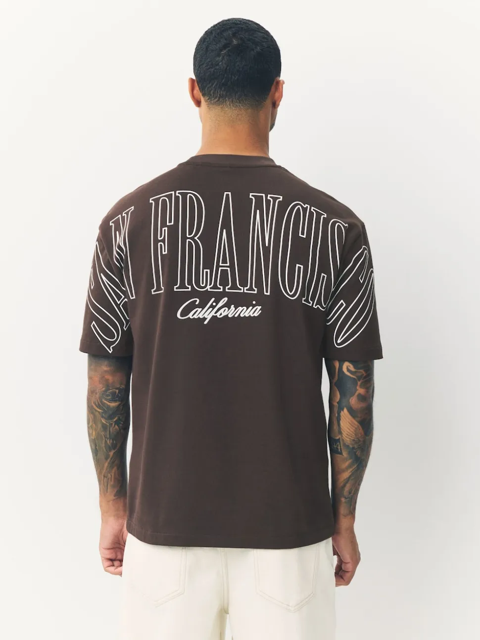 Brown San Francisco Relaxed Fit Graphic Print Heavy Weight T-Shirt