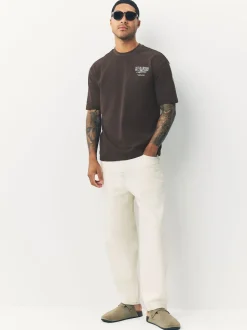 Brown San Francisco Relaxed Fit Graphic Print Heavy Weight T-Shirt
