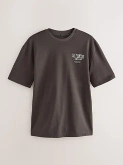 Brown San Francisco Relaxed Fit Graphic Print Heavy Weight T-Shirt