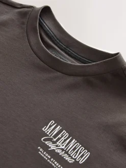 Brown San Francisco Relaxed Fit Graphic Print Heavy Weight T-Shirt