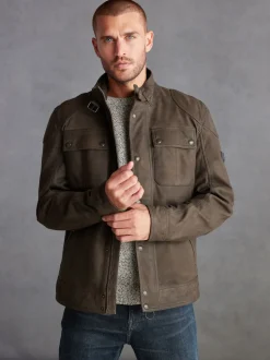 Brown Signature Four Pocket Leather Biker Jacket