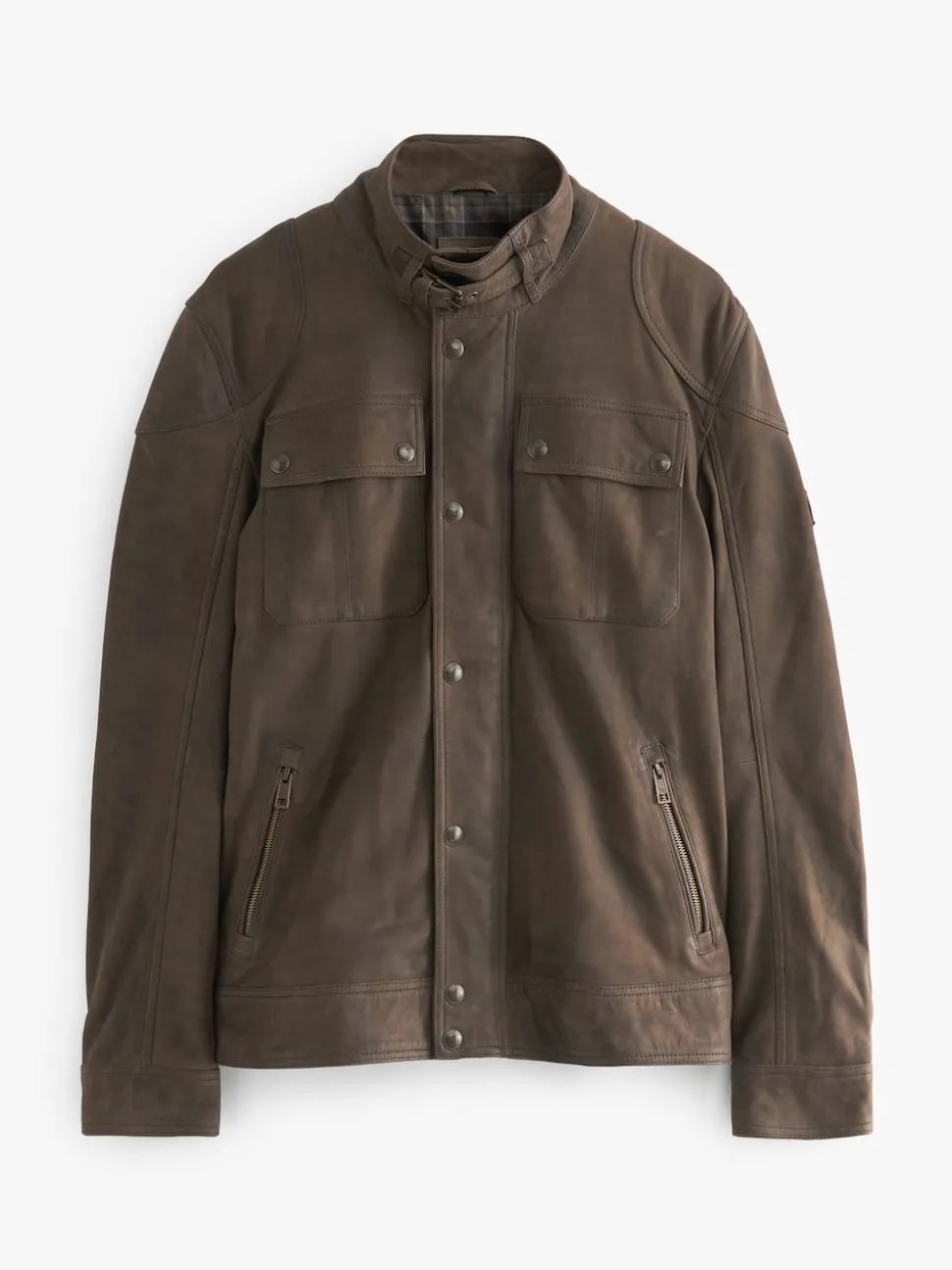 Brown Signature Four Pocket Leather Biker Jacket