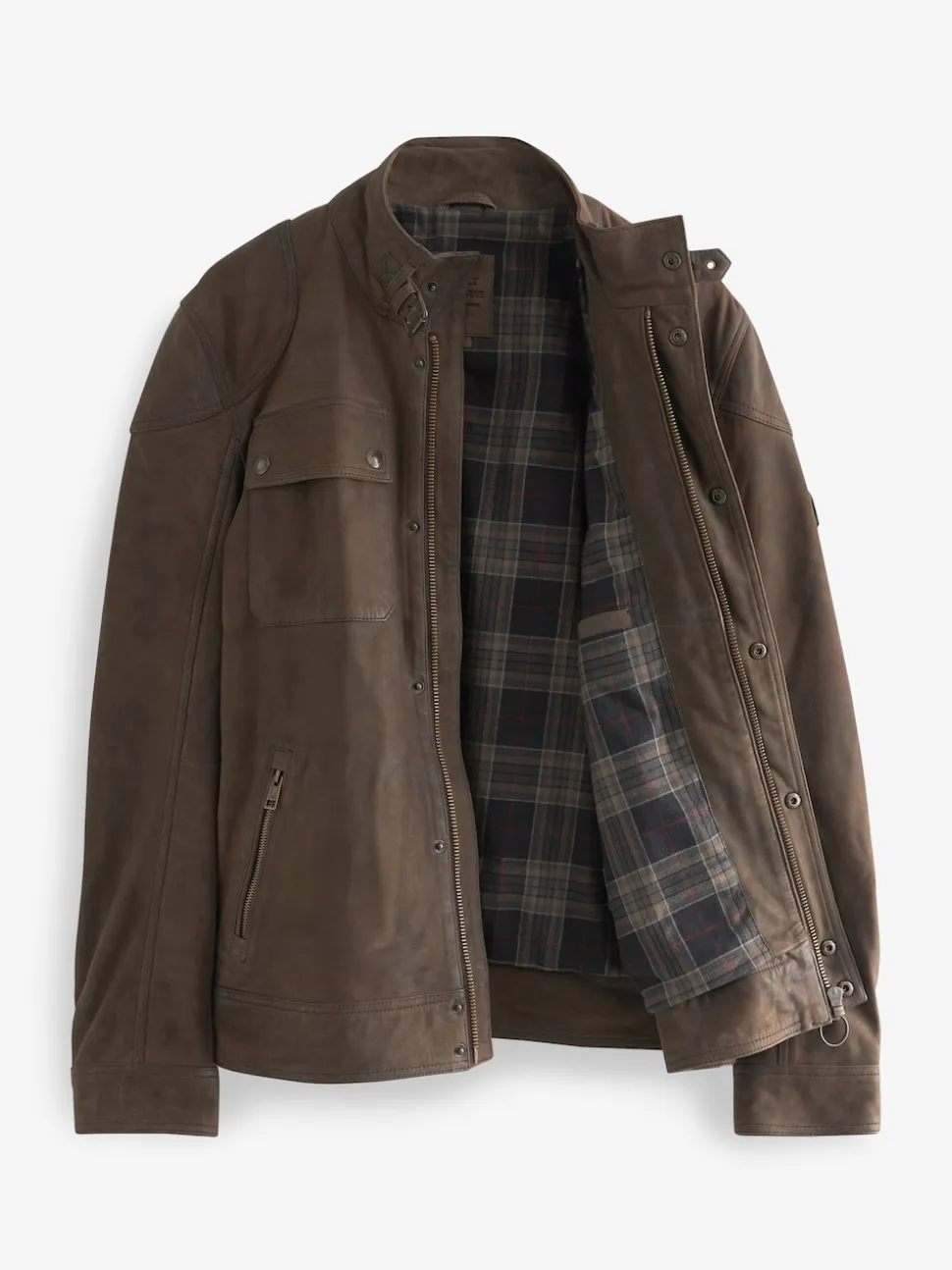 Brown Signature Four Pocket Leather Biker Jacket