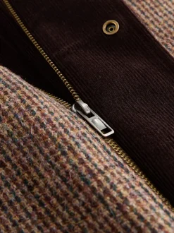 Brown Signature Harris Tweed Puppytooth Corduroy Collar Jacket