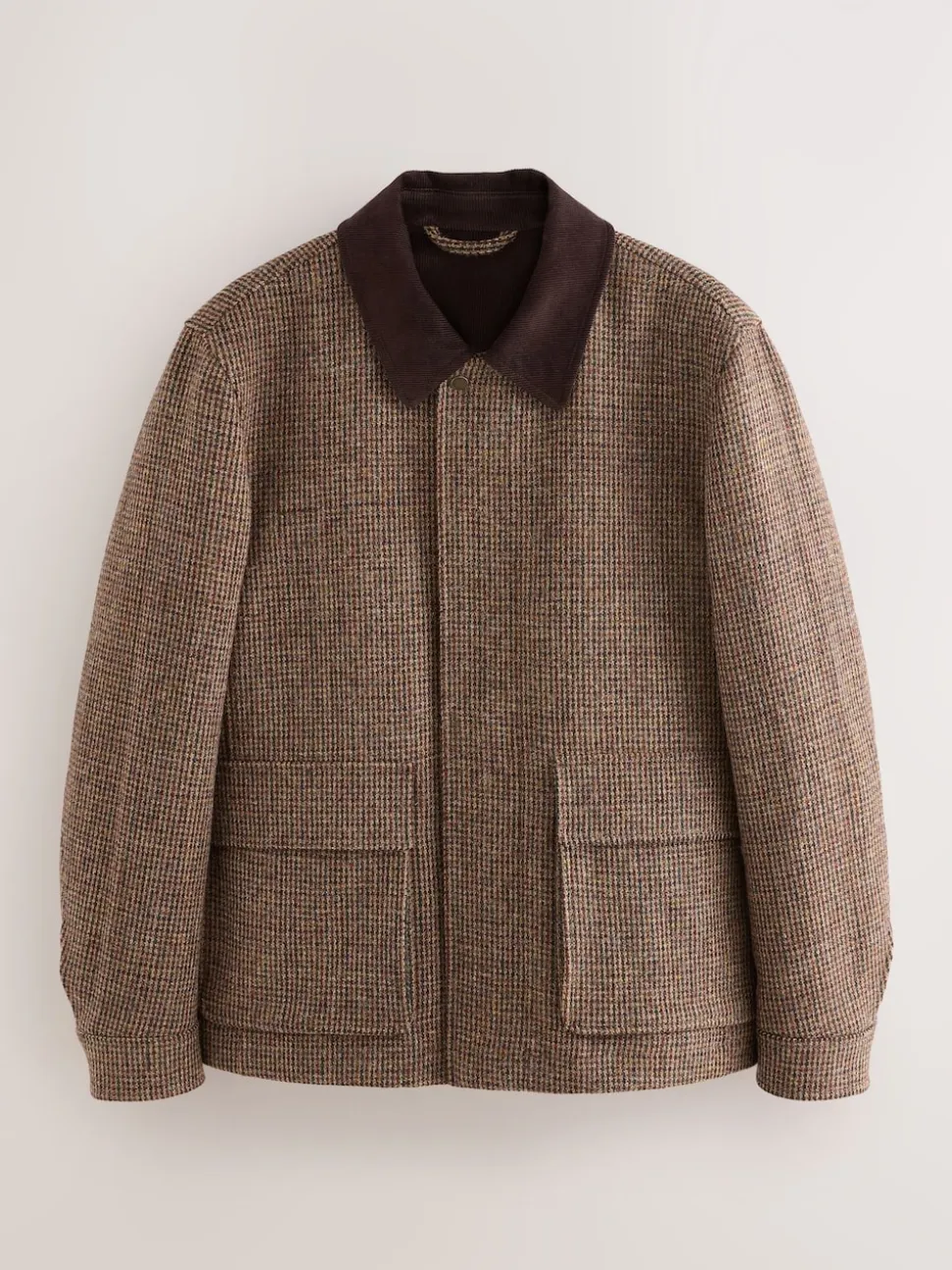Brown Signature Harris Tweed Puppytooth Corduroy Collar Jacket