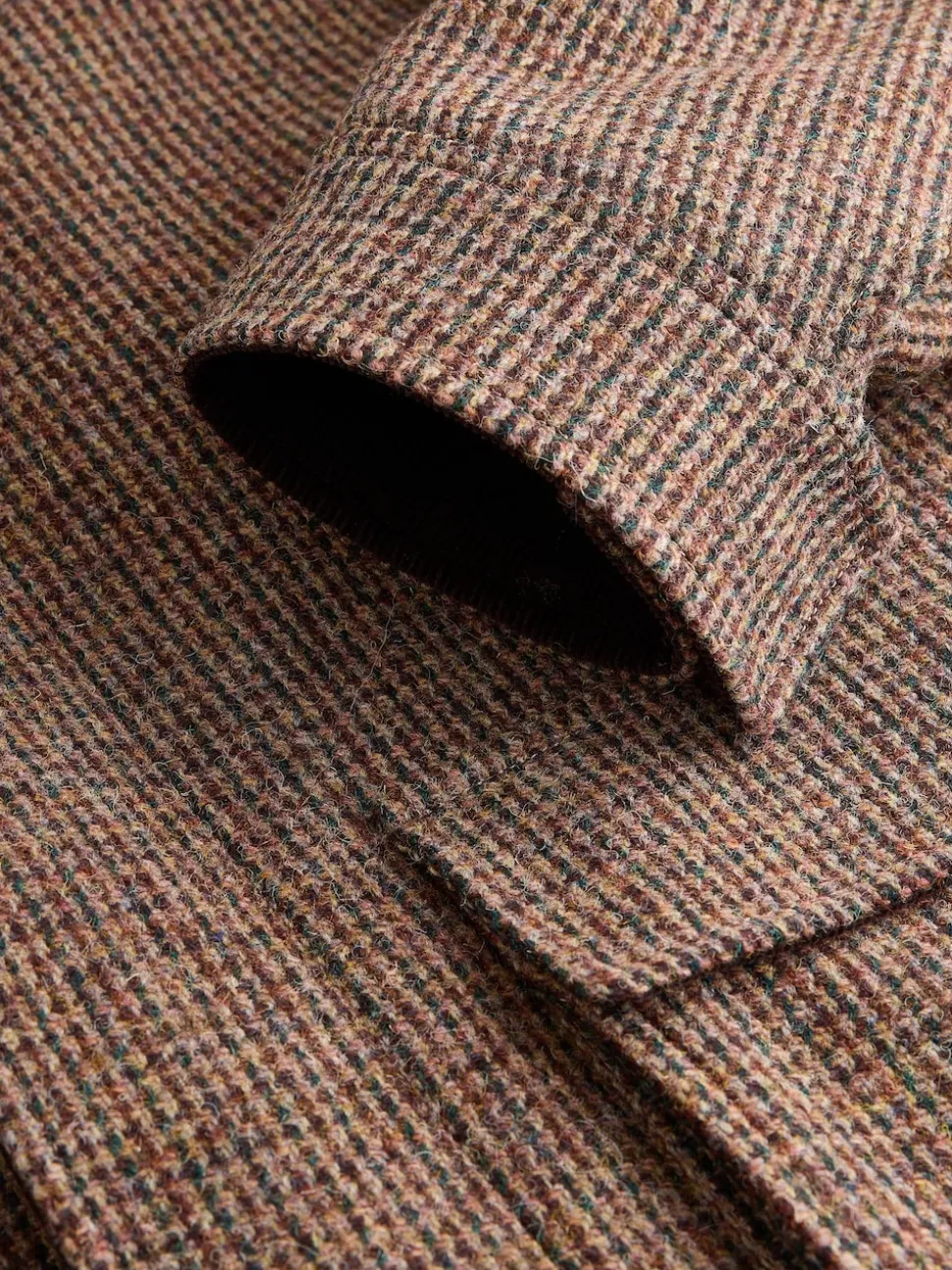 Brown Signature Harris Tweed Puppytooth Corduroy Collar Jacket