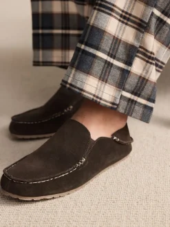 Brown Signature Kickdown Suede Moccasin Slippers