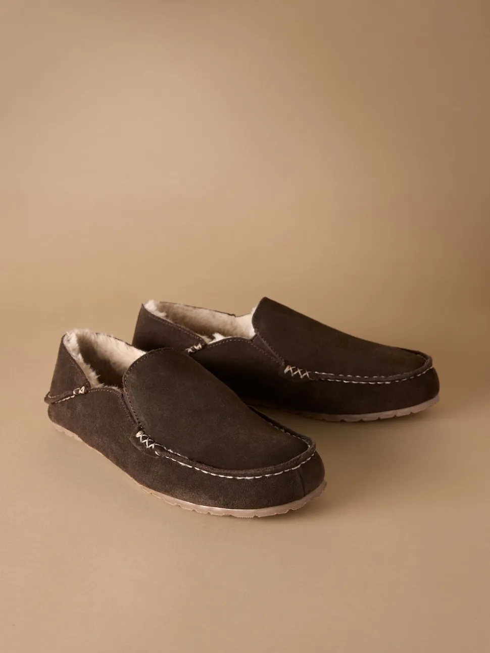 Brown Signature Kickdown Suede Moccasin Slippers