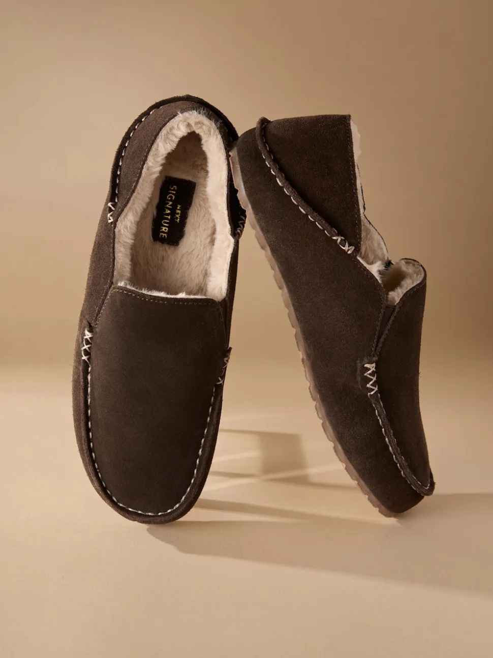 Brown Signature Kickdown Suede Moccasin Slippers
