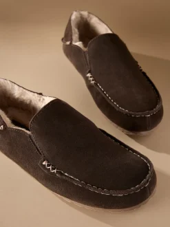 Brown Signature Kickdown Suede Moccasin Slippers