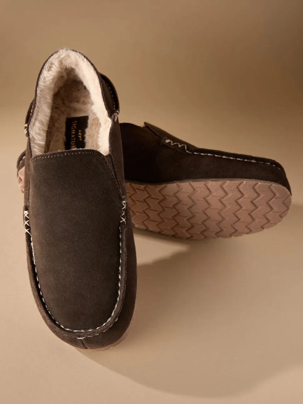 Brown Signature Kickdown Suede Moccasin Slippers
