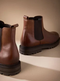 Brown Signature Leather Chelsea Boots