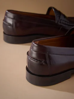 Brown Signature Leather Sole Woven Loafers