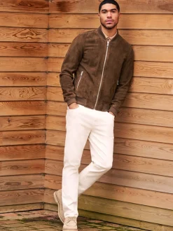Brown Signature Suede Bomber Jacket