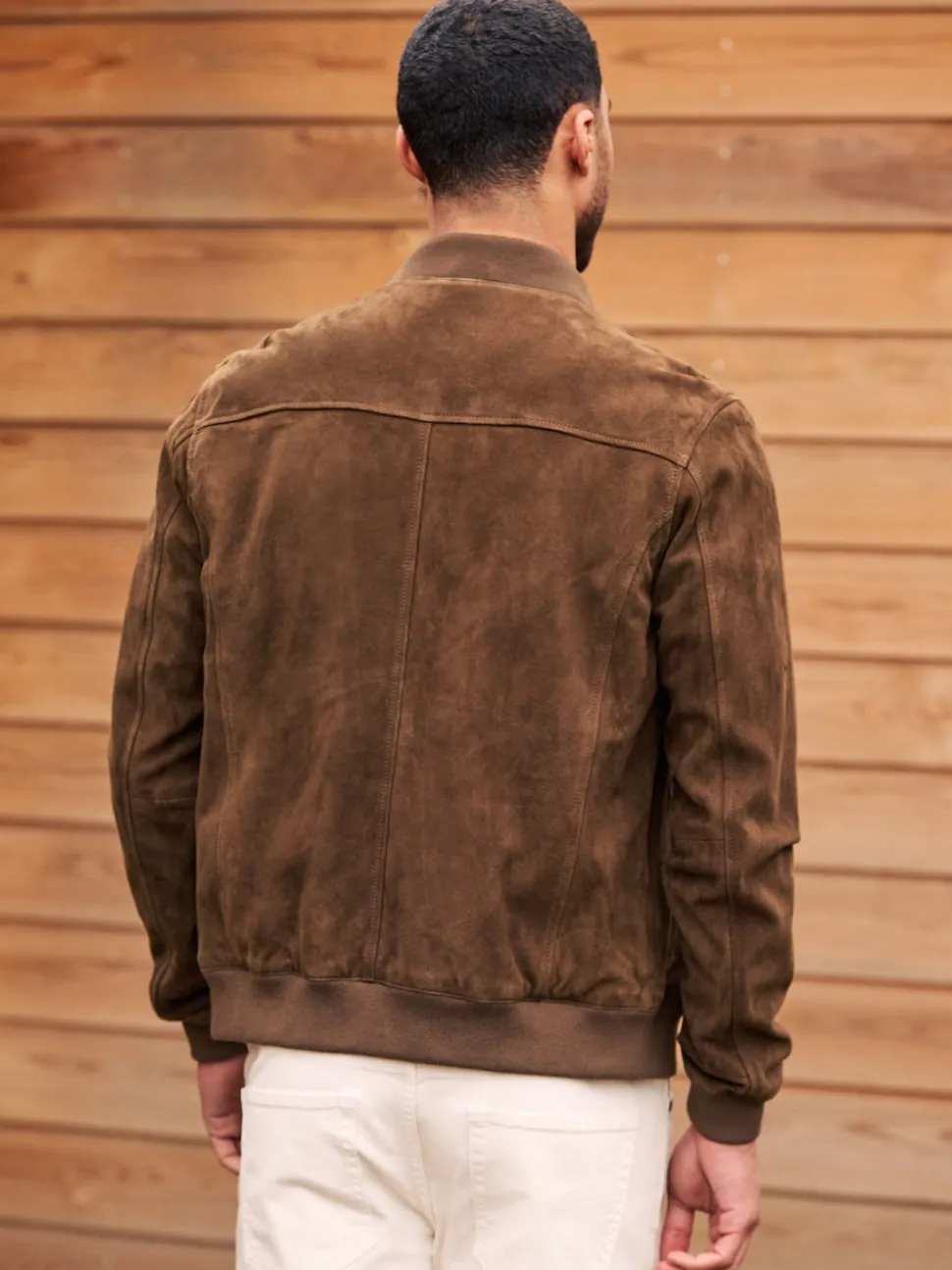 Brown Signature Suede Bomber Jacket