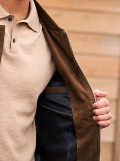 Brown Signature Suede Bomber Jacket