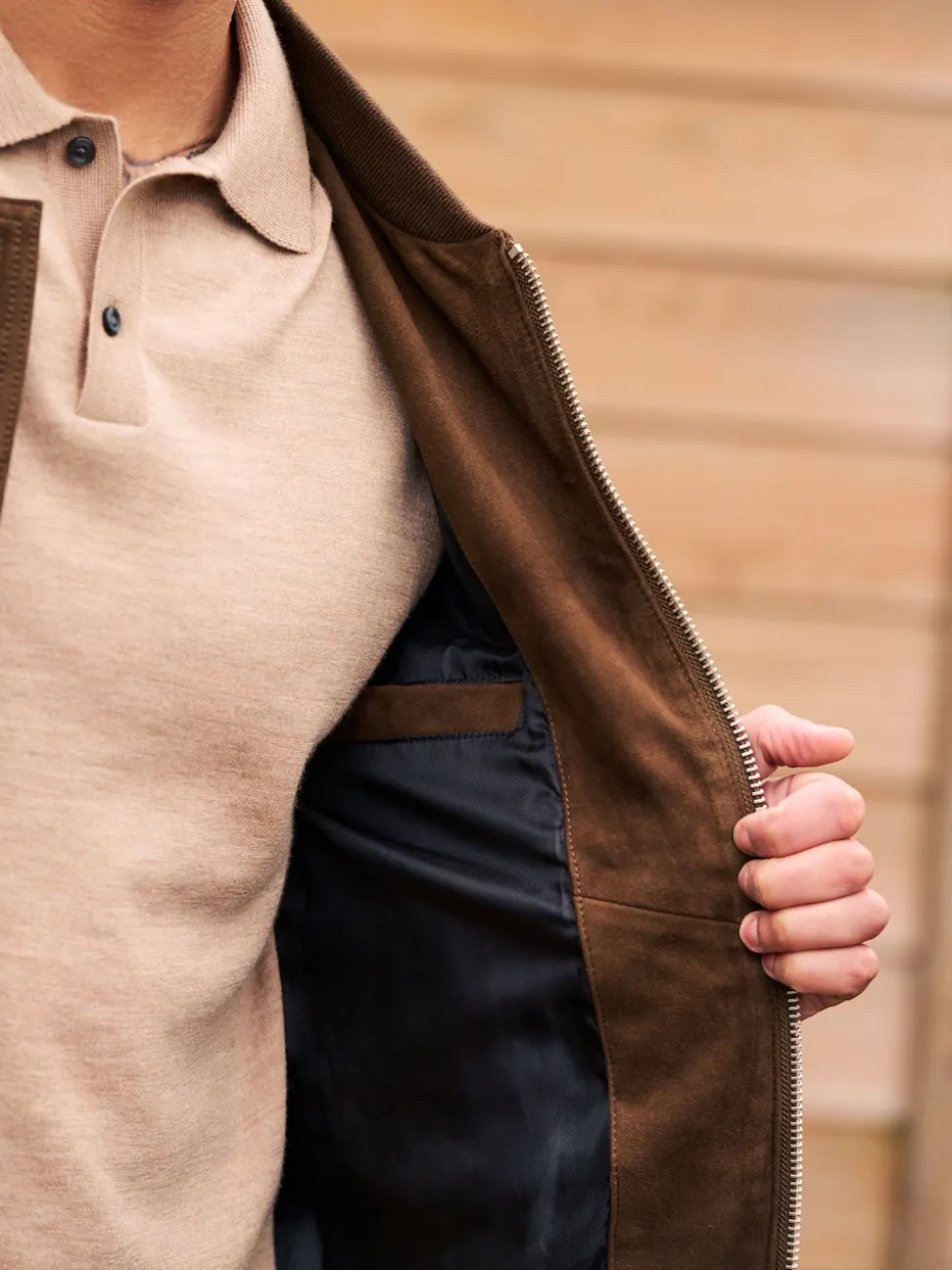 Brown Signature Suede Bomber Jacket