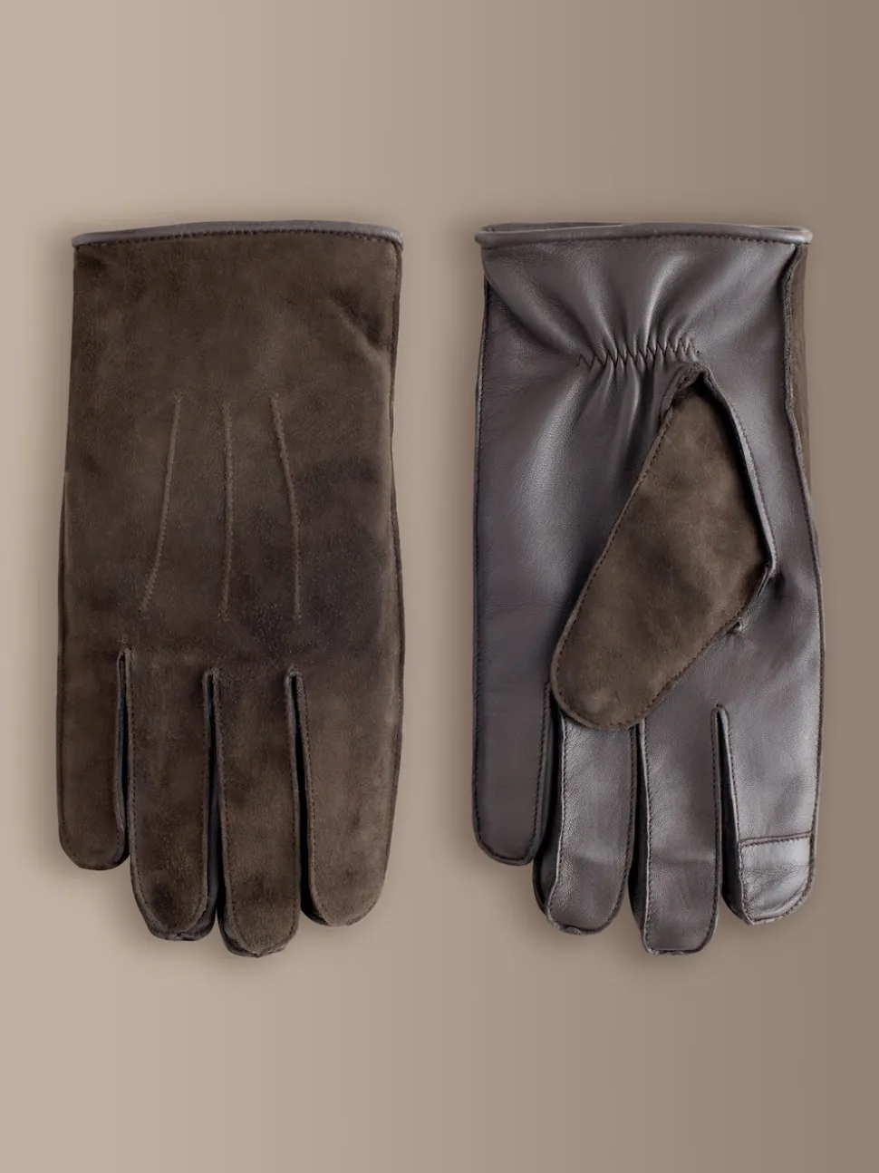Brown Signature Suede Gloves