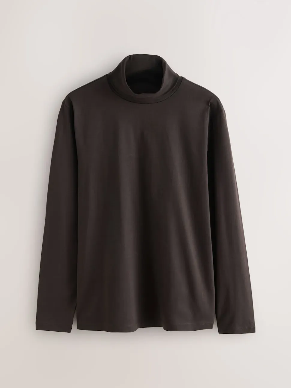 Brown Signature SUPIMA® Cotton Long Sleeve Roll Neck T-Shirt