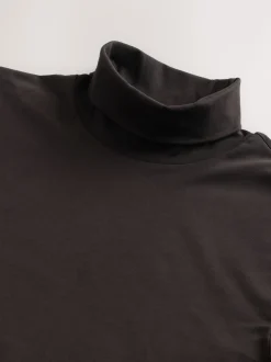 Brown Signature SUPIMA® Cotton Long Sleeve Roll Neck T-Shirt
