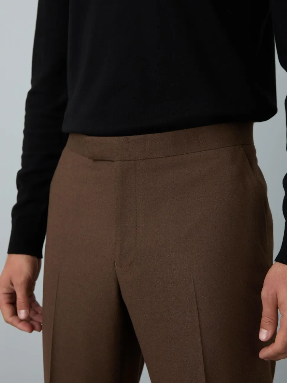 Brown Slim Fit Flannel Suit Trousers