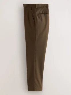 Brown Slim Fit Flannel Suit Trousers