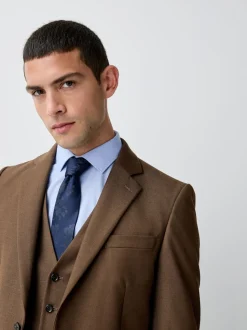 Brown Slim Fit Flannel Suit Jacket