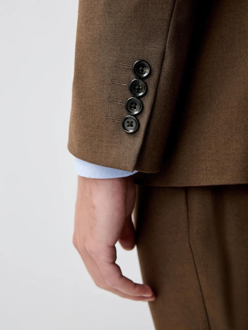 Brown Slim Fit Flannel Suit Jacket