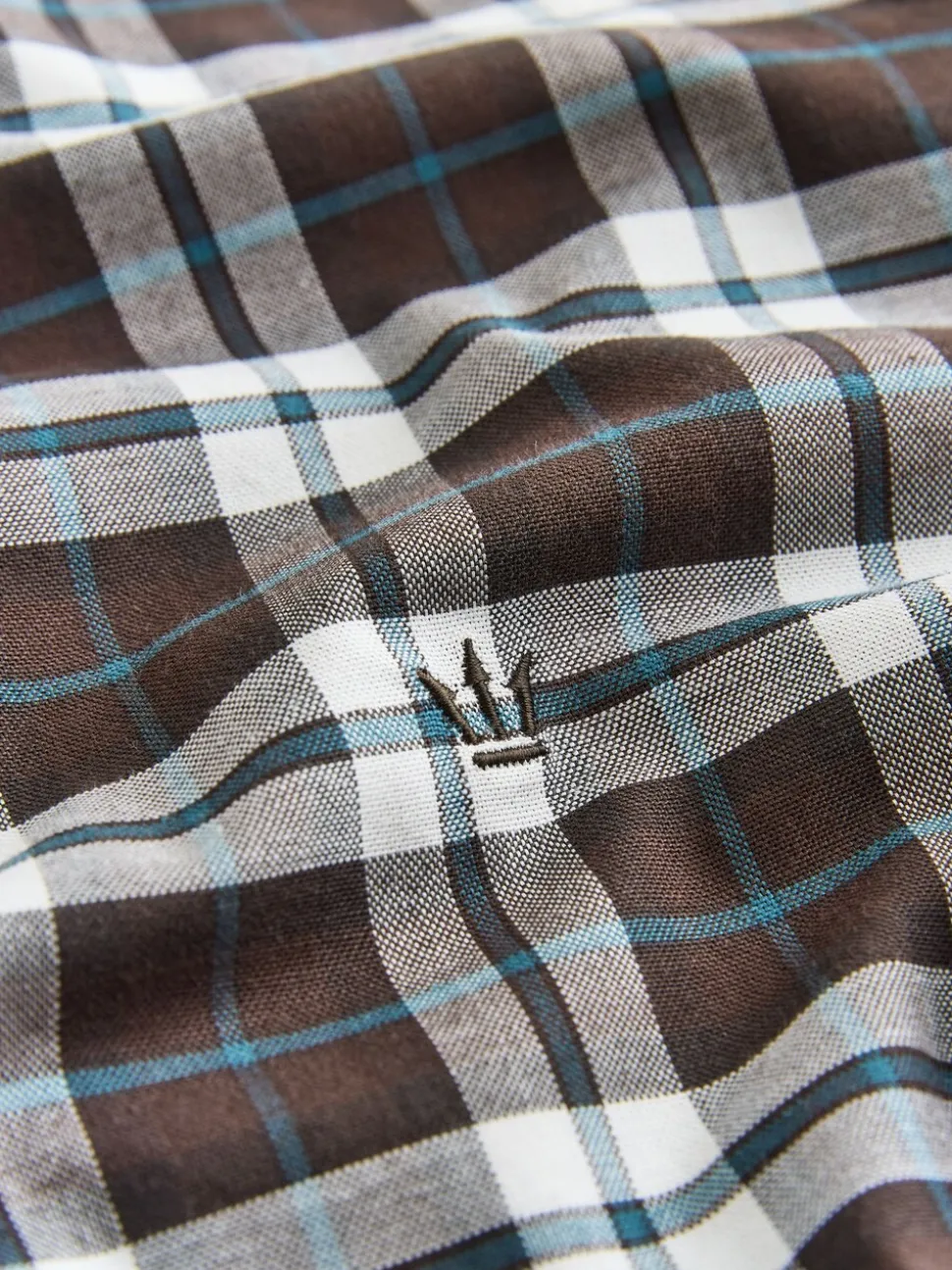 Brown Slim Fit Long Sleeve Check Stretch Oxford Shirt