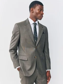 Brown Slim Fit Signature Cerutti 100% Italian Wool Suit Jacket